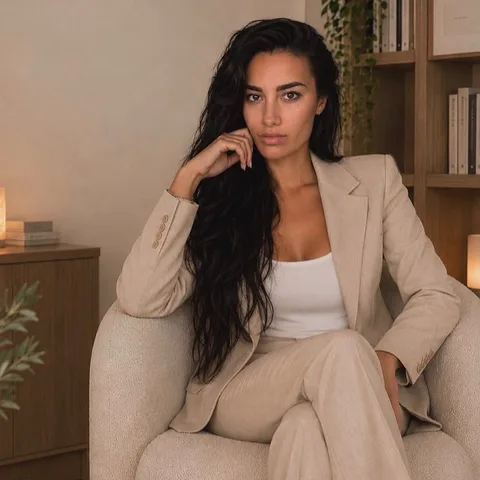 Giada Stroppa, seated in an armchair, looking at the camera.